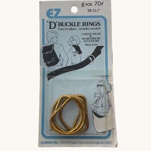 Vintage EZ Buckle Inc Gold Metal D Buckle Rings 1 Inch 6 Count 38-D-1 New NIP